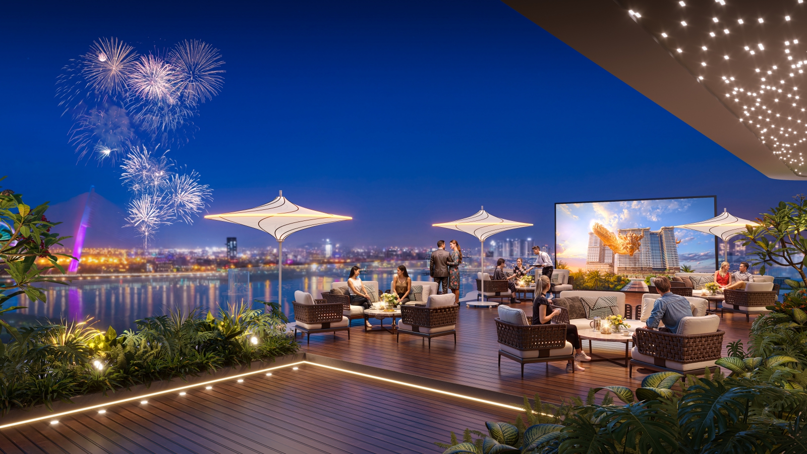 Tiện ích tầng mái, pháo pháo hoa cực vip